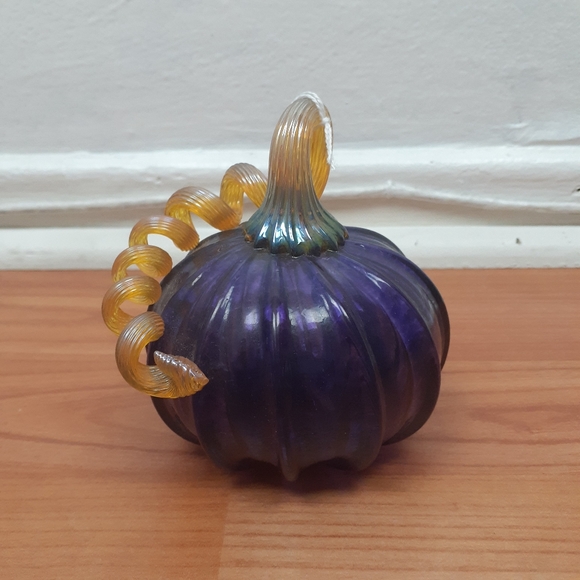 Other - Hand blown purple glass pumpkin Signed